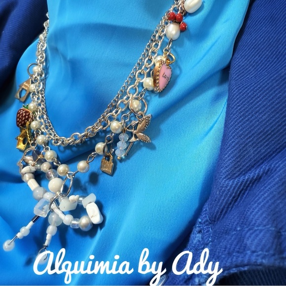 Alquimia Jewelry - PEARL STATEMENT CHUNKY CHARMS NECKLACE